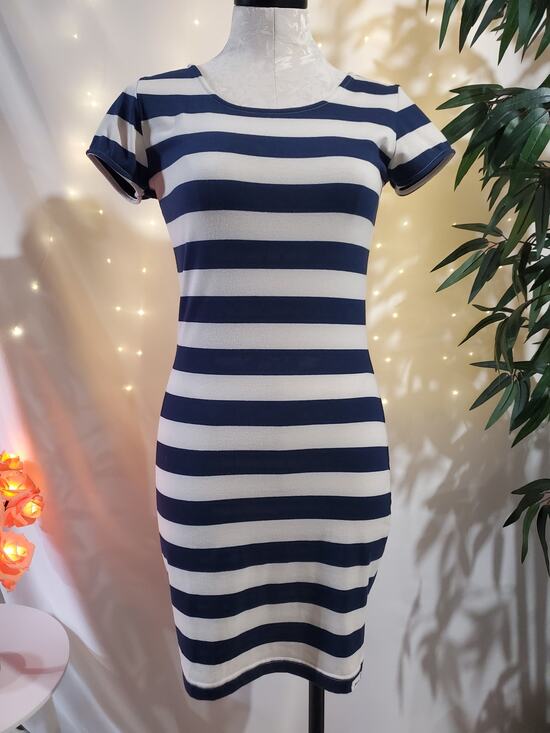 Claudio Milano Dresses & Skirts - Claudio Milano Nautical Stripe Short Sleeve Cotton Bodycon Dress Womens Size L
